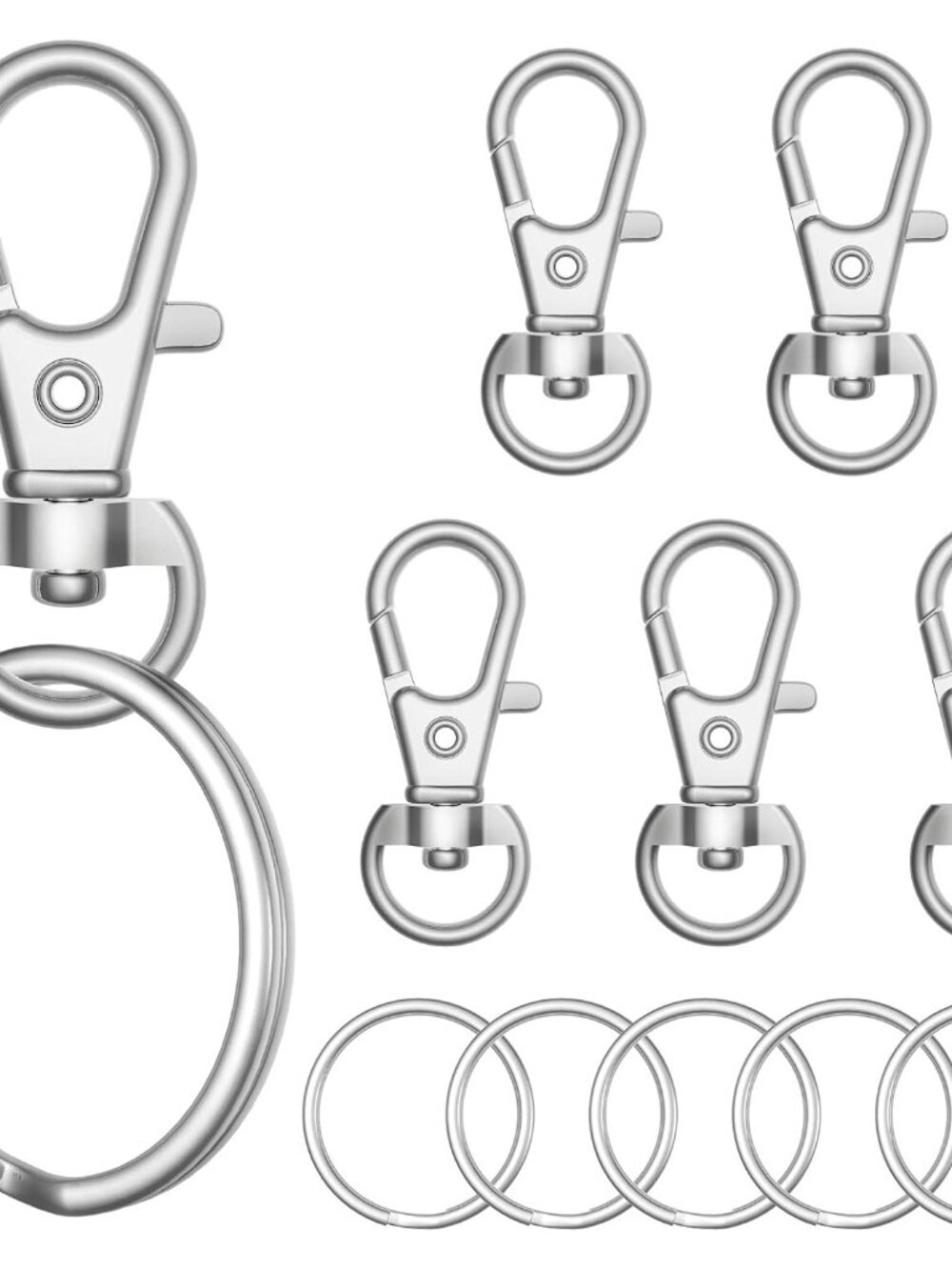 100pcs Metal Lobster Claw Clasp with Keychain Ring, Lanyard Hooks